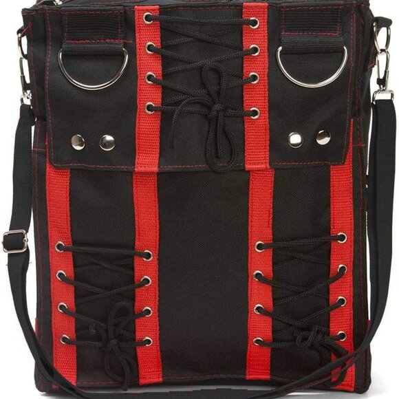 Women's Red Corset Bag Purse Goth Vamp Rockabilly Punk Deathrock Anime Cosplay - Picture 1 of 4